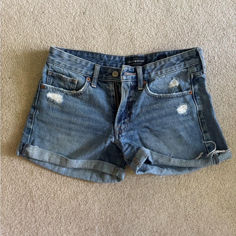 Lucky Brand Blue Jean Shorts Distressed Cut-Offs